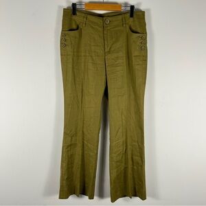CAbi Olive Green Button-Detail Pants